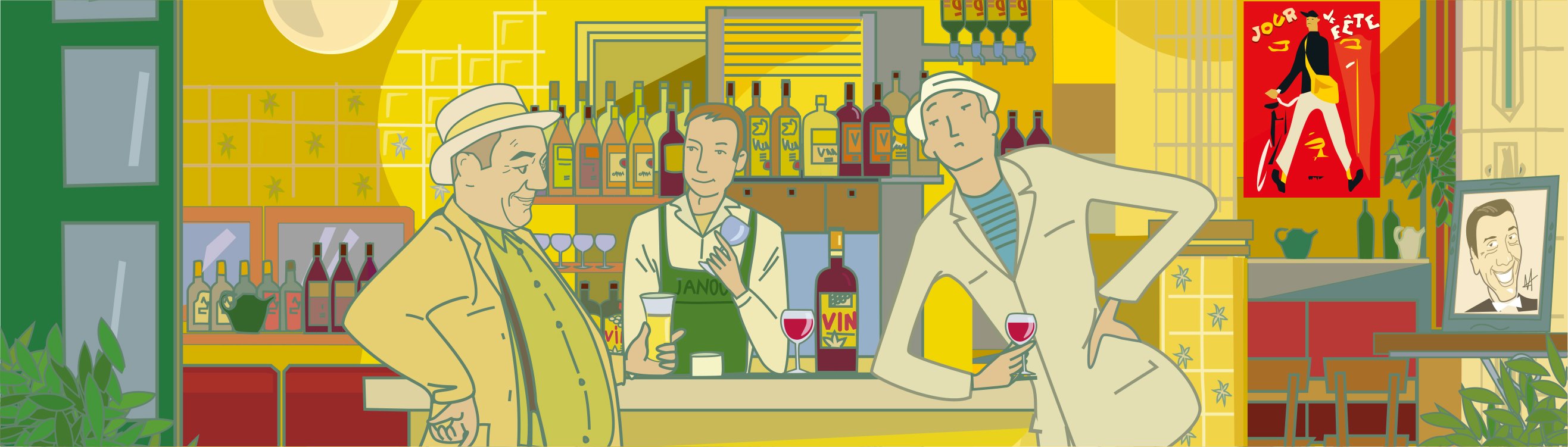 Restaurant Chez Janou - salle à manger provençale avec bar et oliviers