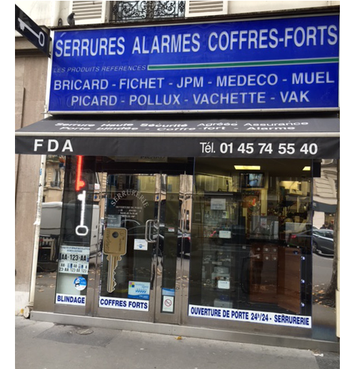 Devanture FDA Serrurerie 38 Av des Ternes Paris 17