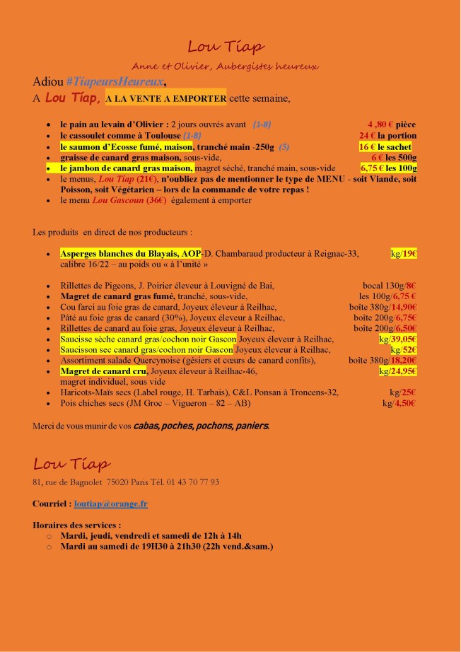 Plats gascons Lou Tiap